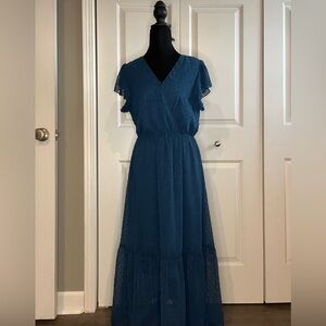 NWT BTFBM Women Summer Bohemian Floral Dress, V Neck Ruffle Cap Sleeveless, S